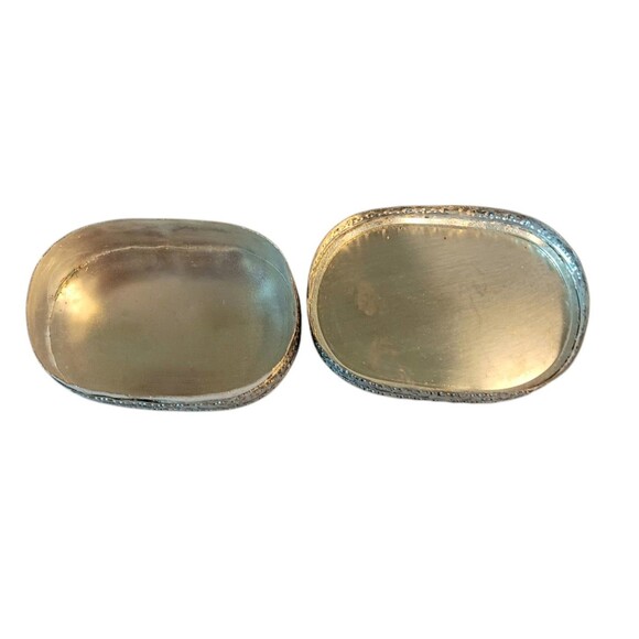 VTG Chinese Porcelain Shard Trinket Box Silver Plated Pastel Pink Blue Yellow - Picture 4 of 11